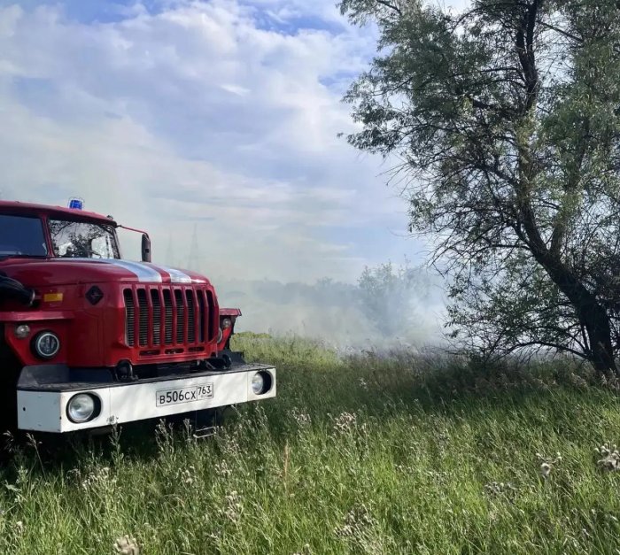 В Вожском районе вдоль железной дороги горела трава  