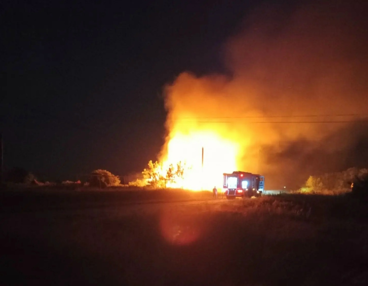 Ночной пожар в Челно-Вершинском районе
